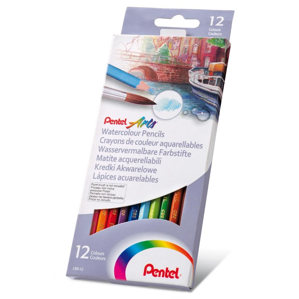 Pentel Arts Watercolour Pencil Set - Assorted (Pack of 12) CB9-12U