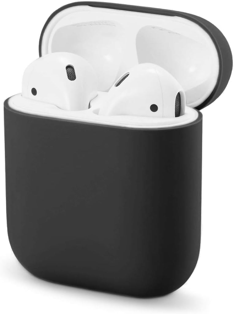 Airpods Case Wireless Airpods Charging case & Protective Silicone Skin Cover Case & Shock Proof Soft Skin for Apple Airpods 2 &1(Black)
