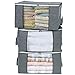 Lifewit Set of 3 Large Clothes Storage Bag for Comforters, Blankets, Bedding, Pillow, Breathable Foldable Closet Organizer with Clear Window, Grey