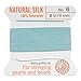 Griffin Silk Bead Cord Perlseide – Turquoise Color – Size 6 (0.70mm) – 2 Meters per Card – Stainless Steel Needle Attached – for Knotting Pearls, Gemstones, Crystals and Beads