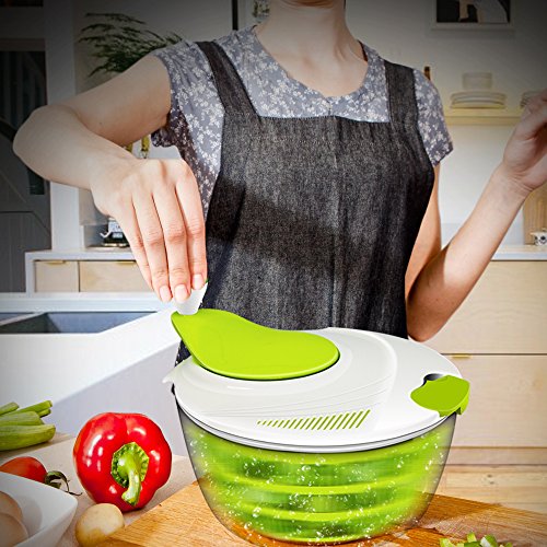 Salad Spinner and Salad Scissors, ANKO BPA Free Certified 4.2 Quart Capacity Vegetable Dryer Strainer with Vegetable Scissors, Ease for Tastier Salads and Faster Food Prep (1) - Thumbnail 6