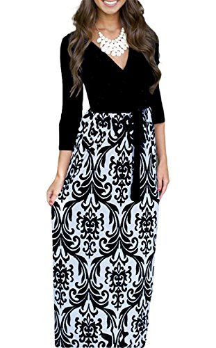 Summer Mae Women's Boho Long Sleeve Chevron Striped Kimono Maxi Dress