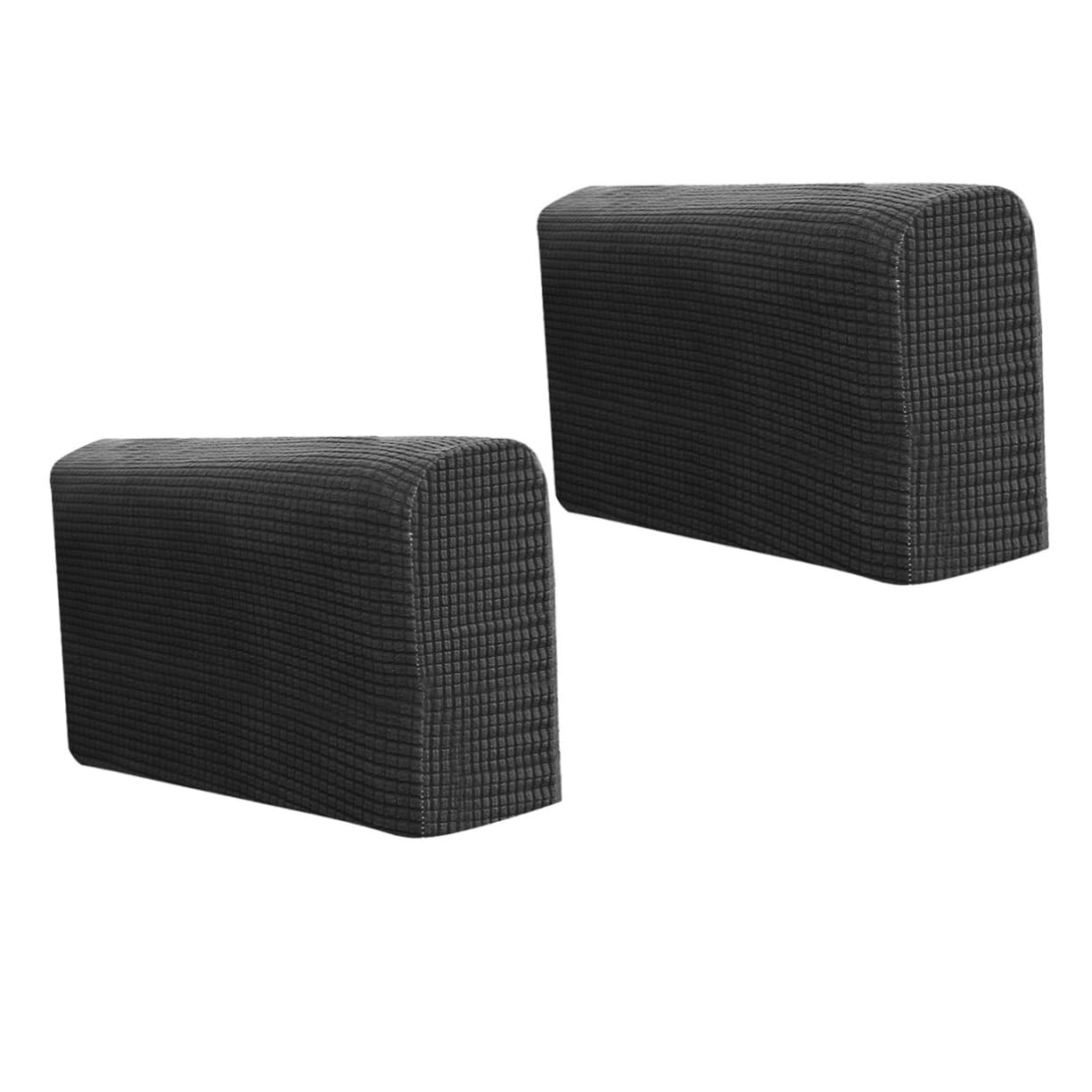 MAGICLULU 2pcs Black Sofa Armrest Cover Stretch Protector Towel for Home Office Skin-friendly Material Simple Style Fits Any Decor