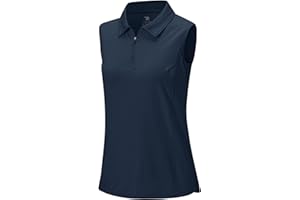 BGOWATU Women's Sleeveless Golf Polo Shirts 1/4 Zip Tennis Tank Tops with Collar UV Protection Quick Dry