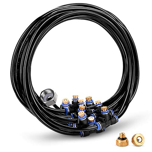 HOMENOTE Misting Cooling System, 26FT (8M) Misting Line + 7 Brass Mist Nozzles + Brass Adapter(3/4