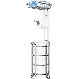 TreeLen Toilet Paper Holder Stand Toilet Tissue Roll Holder with Shelf for Bathroom Storage Holds Phone/ Wipe/ Mega Rolls-Shi