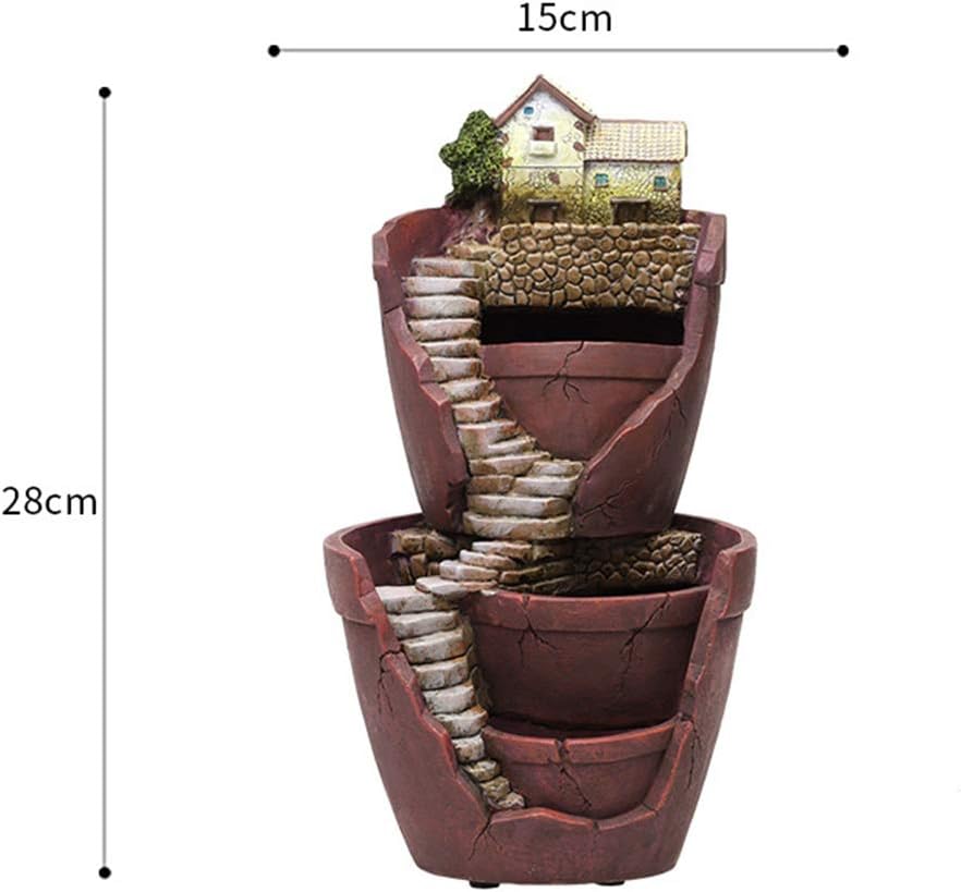 VOSAREA Fairy Garden Pot Micro Landscape Pot Resin Planter with Miniature House for Succulent Plants Micro Landscape Decorations - Image 3