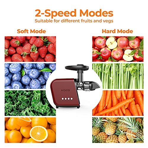 KOIOS Juicer Machine, Slow Masticating Juicer Vegetable and Fruit Easy