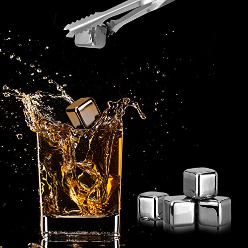 Kollea 6PCS Stainless Steel Chilling Reusable Ice Cubes for Whiskey
