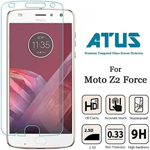 Moto Z2 Force Screen Protector, ATUS Ultra-Thin Full Cover Tempered Glass Screen Protector (2-Pack)