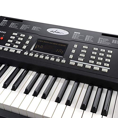 ADM 61 Key Portable Electronic Keyboard Piano Beginner Kit with Stand, Padded Bench Stool, Microphone, Headphone, Keyboard Bag and Keyboard Sticker