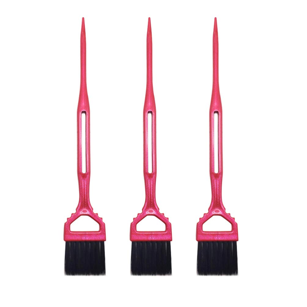 3PCS Hair Dye Brush Set Hair Color Tint Coloring Highlights DIY Tool Kit for Students Men Women Kids (Rosy)
