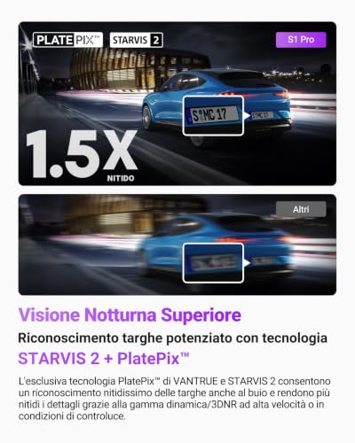 VANTRUE S1 Pro 2.7K+1080P Night Vision Dash Cam STARVIS 2 5GHz WiFi GPS Dual Channel Car Camera 360° HDR, Voice Control, 24/7SD Max 512G Parking Mode Support LTE