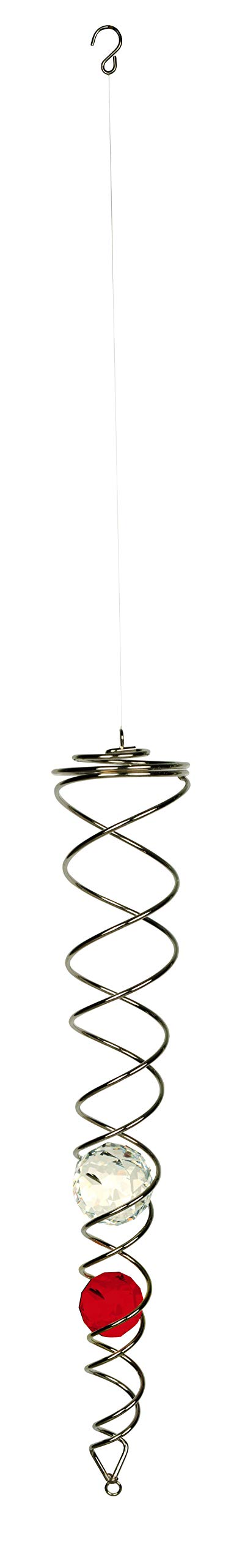 NATURE´S MELODY Crystal Swirl Wind Chime Silver, Red and Clear Crystal Ball
