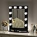 Chende Black Vanity Mirror with Lights, Large Hollywood Mirror with Outlet and Dimmer, Lighted Makeup Mirror for Table or Wall, 25.6'' x 19.7''