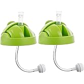 Green Silicone Straw Sippy Cup Lid Compatible with Boon Nursh Bottles, Conversion Straw Top for Boon Nursh Bottles, 2 Count