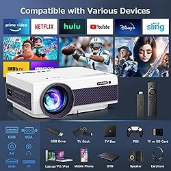 Projector with WiFi and Bluetooth, FUDONI 5G WiFi