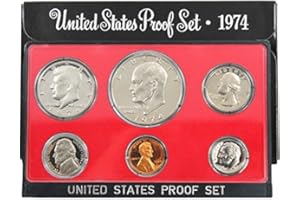 1974 S United States Proof Set in Government Packaging Penny, Nickel, Dime, Quarter, Half Dollar & Dollar US Mint Proof