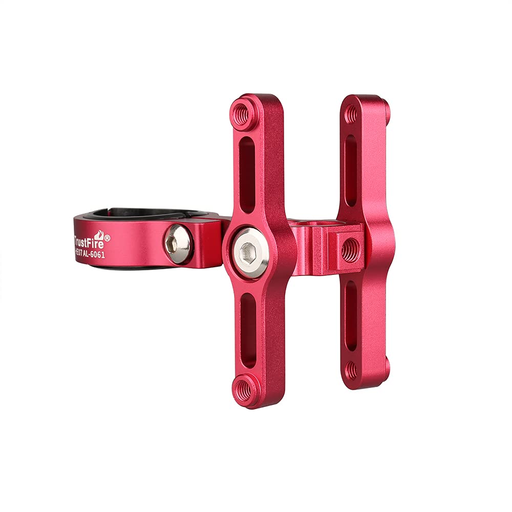 TrustFire HE07 Bicycle Cycling Mount Mountain Road Bike Mount for 2 x Water Bottle Holder Handlebar Rack Aluminium Adapter Multifuctional - Red