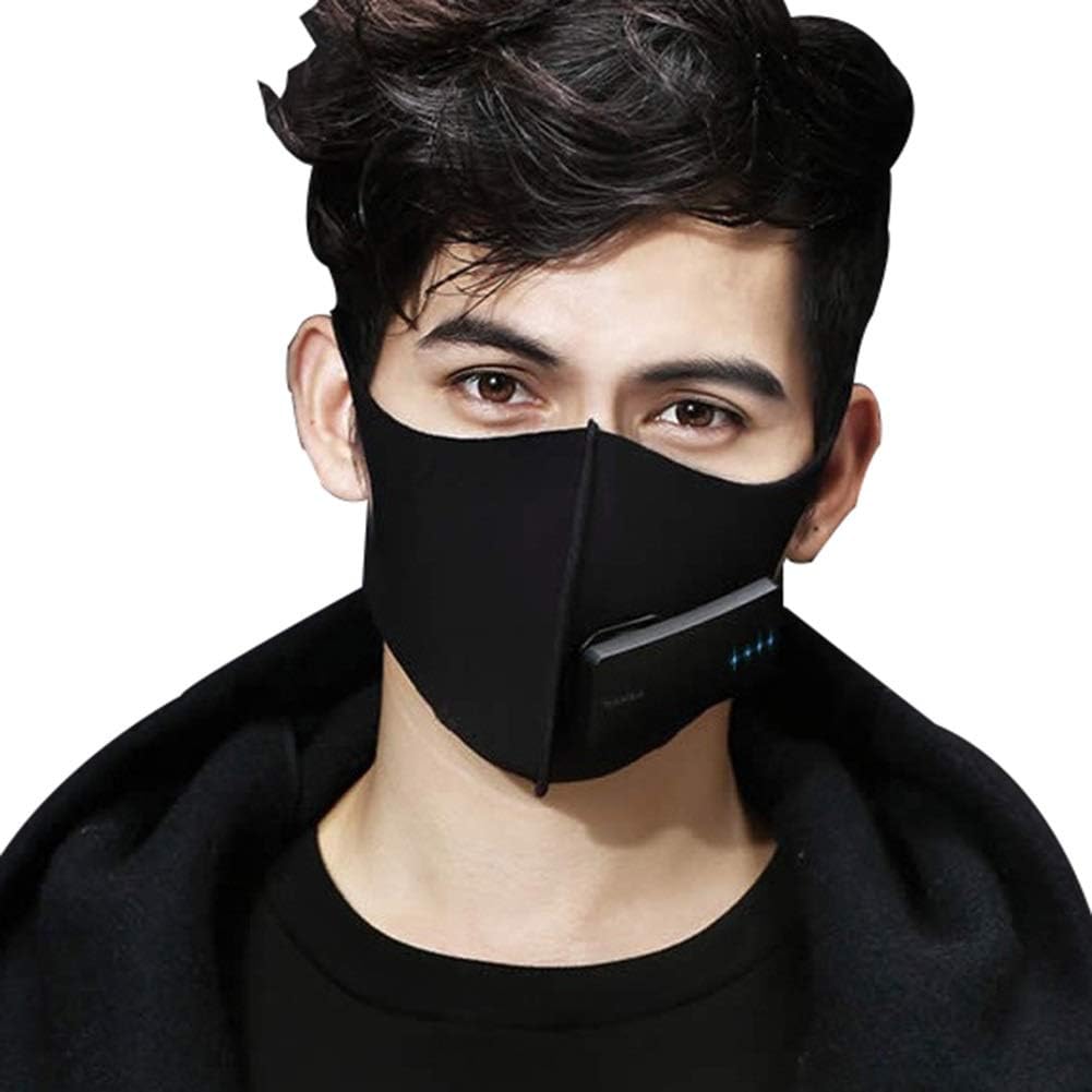 Smart Electric Air Respirator Purifier Black Reusable Facial Protector Shield Activated Carbon Filter Anti-Pollution Breathing Dust-Proof Washable Face Guard