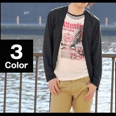 Amazon すかしボーダーカーディガン フェイクレイヤードロングtシャツ アンサンブル メンズ セット Set プリント Bf L Purple Tシャツ カットソー 通販