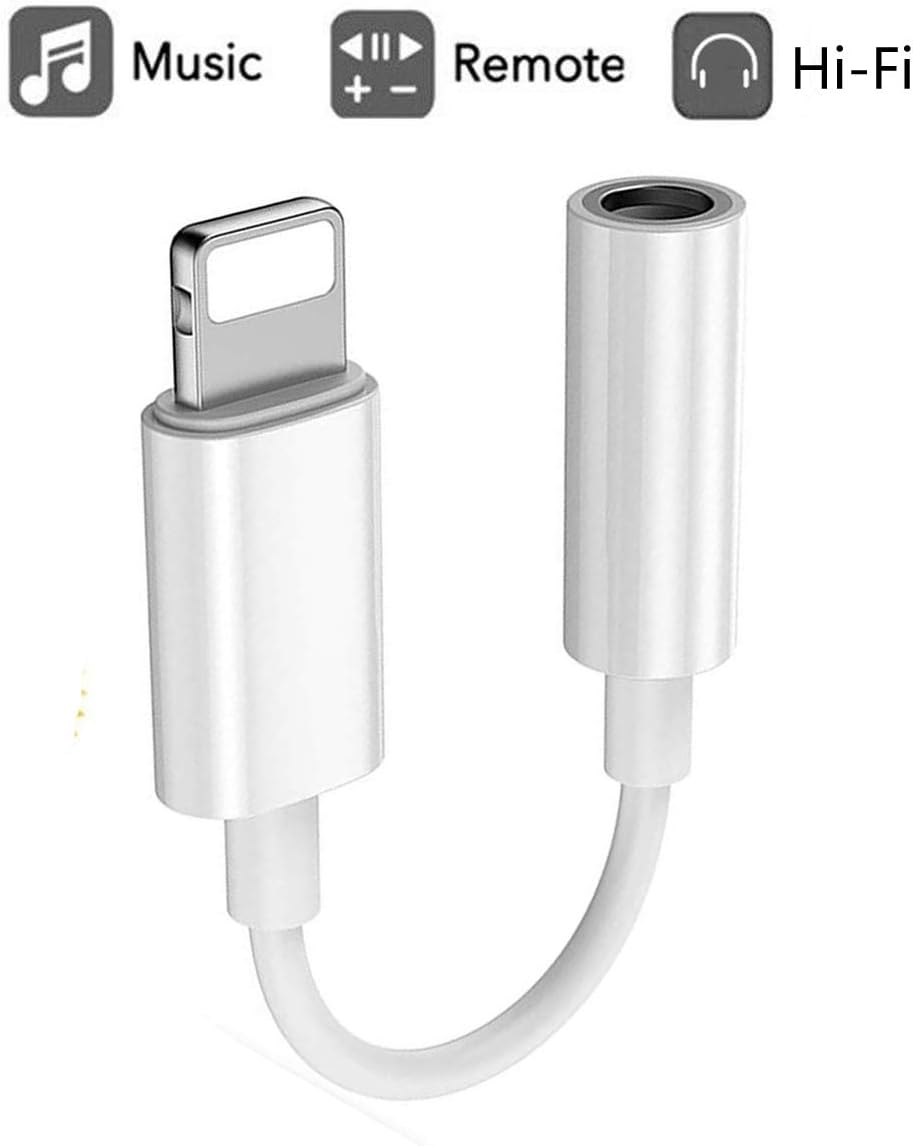 JINGDAN Earphone/Headphone 3.5mm Stereo Jack for iPhone Adapter Cellphone Cable, Headset/Earbuds Audio Cable Dongle Connector Compatible with iPhone XS/XR/X/8/8 Plus/7/7 Plus/iPad/iPod/iOS11/12