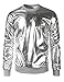 JOGAL Metallic Gold Shirts Nightclub Styles Hoodies Large Silver