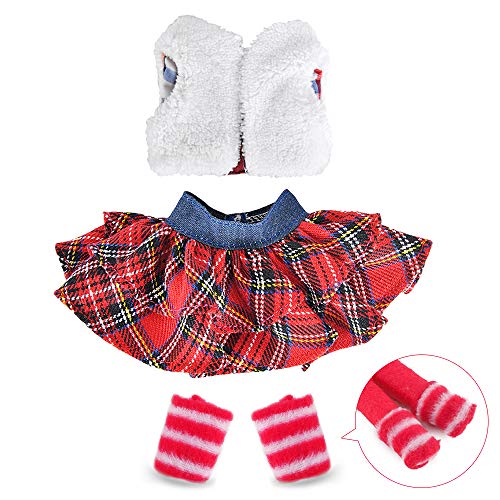 E-TING Santa Couture Clothing for elf (Fluffy Vest+ Plaid Skirt) Doll is not Included