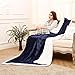 LANGRIA Sherpa Blanket Super Soft Warm Breathable Lightweight Reversible Bed or Couch Throw Fleece Blanket Eco-Friendly Easy Care for Winter (60 x 80 inches Twin Size, Navy Blue)