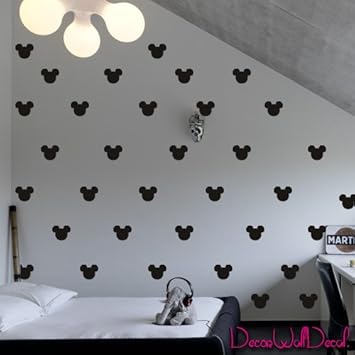2x1 6 Set Of 150 Mickey Mouse Head Inspired Ears Polka Dot Wall Decal Decor Decals Sticker Art Baby Nursery Surface Graphics Bedroom Bed M1603 Made In