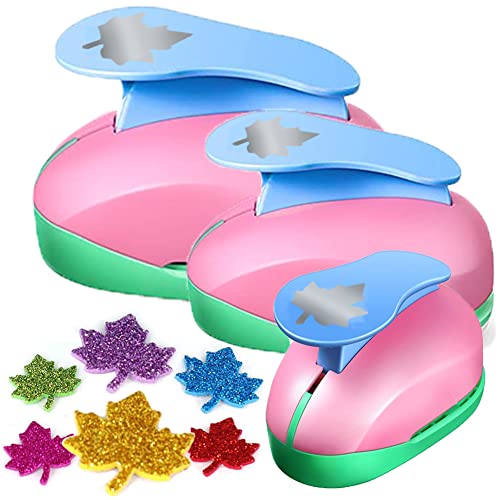 VSREI Maple Leaf Hole Punch, Paper Punches, Maple Leaves Puncher, MapleLeafPunches for Paper Crafts, Maple Leaf-Shaped Hole Punch, 9mm, 16mm, 25mm, MapleLeafHole Punches Set (Random Color)