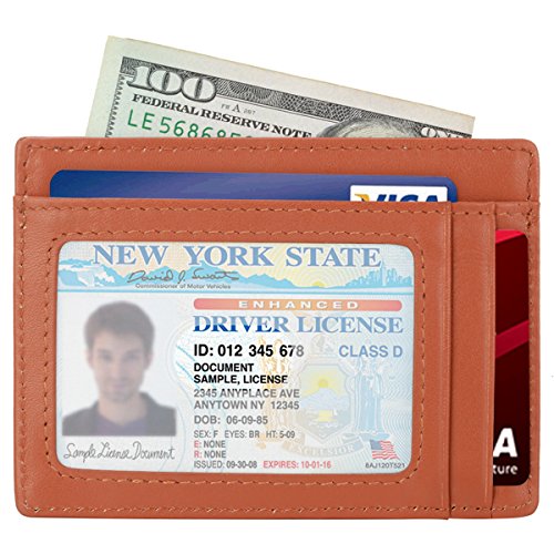 Slim Wallet RFID Front Pocket Wallet Minimalist Secure Thin Credit Card Holder,Brown,One Size