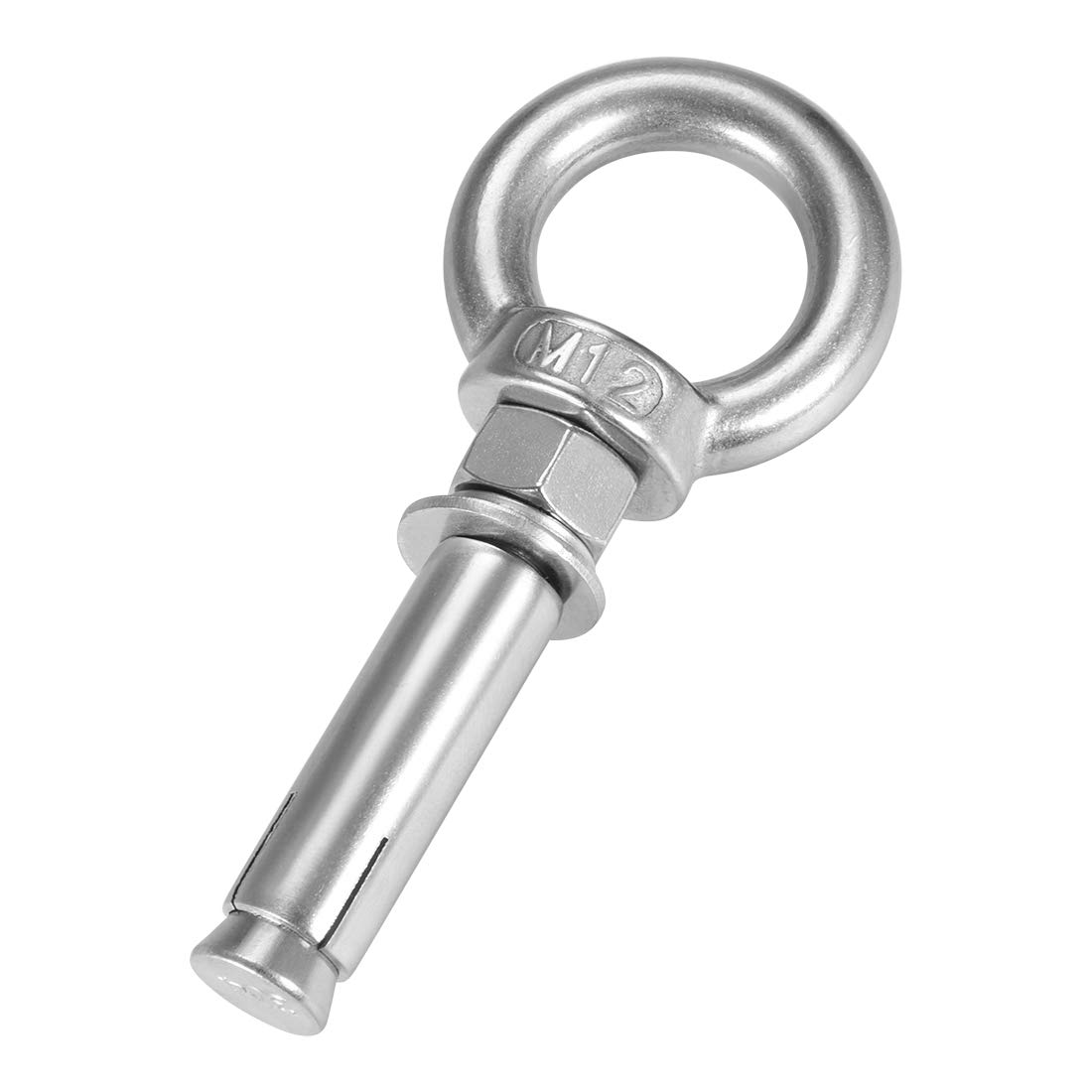 sourcing map M12 x 80 Expansion Eyebolt Eye Nut Screw with Ring 304 Stainless Steel Anchor Raw Bolts 1 Pcs