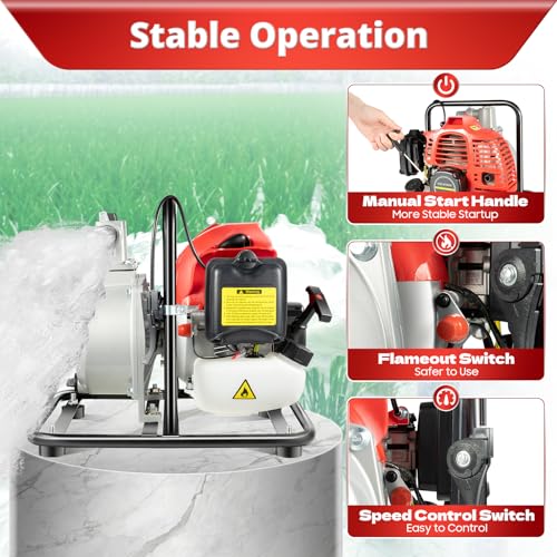 Trash Pump 1 inch Inlet/Outlet Water Pump 2HP 43cc Gas Powered Water photo 12