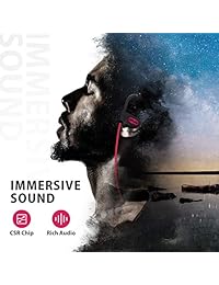 Mpow Flame [actualizado] Auriculares Bluetooth con funda, tecnología Bassup HiFi estéreo in ear inalámbricos, impermeable, IPX7 auriculares con micrófono, 8 10 horas de tiempo de reproducción, CVC6.0 cancelación de ruido auriculares