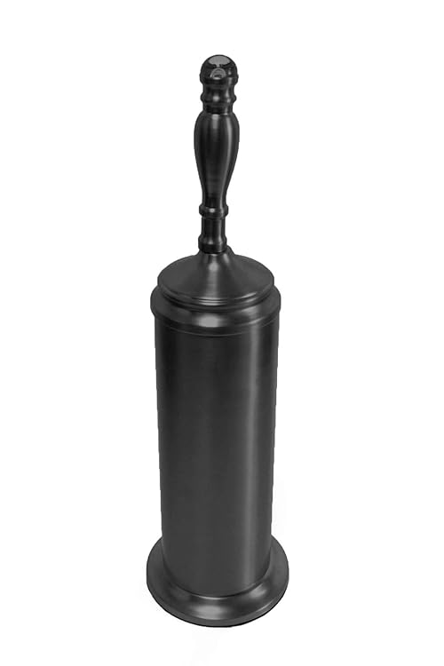 Splash Home Buena Stainless Steel Toilet Brush with Holder, Bowl Scrubber with Durable Cleaning Bristles, Hidden Brush with Splash Protective Disc Design - Matte Black