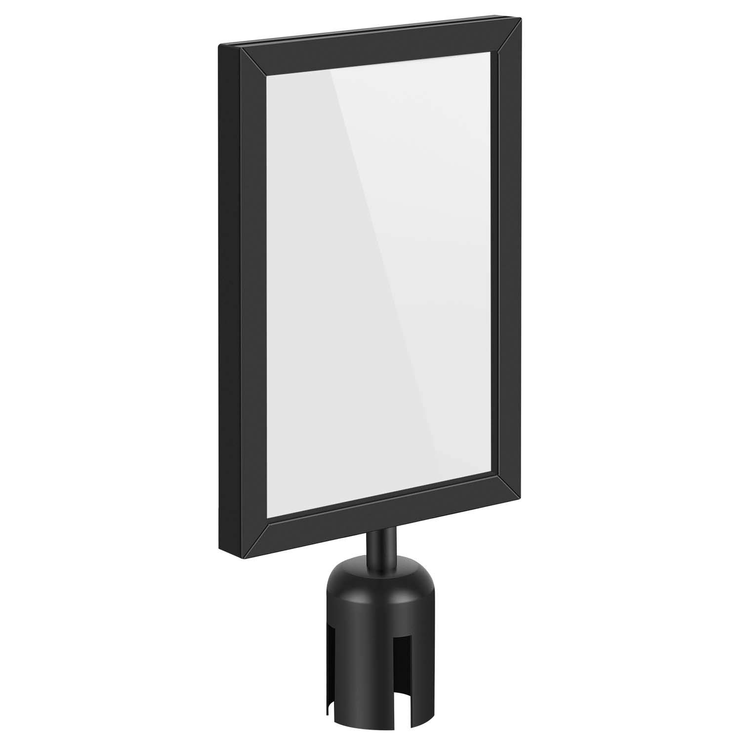 Flexzion Stanchion Sign Holder Indoor Outdoor Sign Holder Topper 2.36" Dia (8.5" x 11" A4 Frame) Portrait Double Sided Plexiglass Sign Post Frame Crowd Control and Queuing Sign Bracket