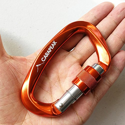 25kN 5,620lbs Heavy Duty Aluminum Screwgate Locking Rock Climbing Carabiner Clip, 4 Pack Set Strong D Shaped Screw Lock, Lockable Hook