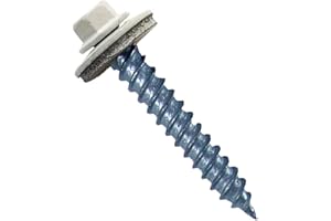 JAKE SALES Metal Roofing Screw: (250) 12 x 1-1/2" Brite White Hex ReGrip Sheet Metal Roof Screw. Sharp Point Metal to Wood siding Screws. 9/16" EPDM Washer.