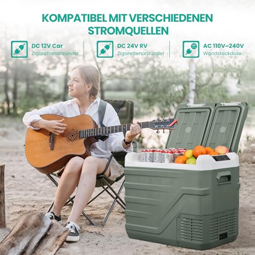 Alpicool NLS 39L Dual Zone Car Refrigerator Portable Compressor Fridge Freezer 12/24V DC 100-240V AC for Camping with Independent Temperature Control