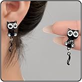 Christmas Cat Earrings for Women Dainty Cute Cat Stud Earrings Funny Animal Studs C-at Lovers Gifts Christmas Day Party Jewelry Accessories Stockings Stuffer for Her