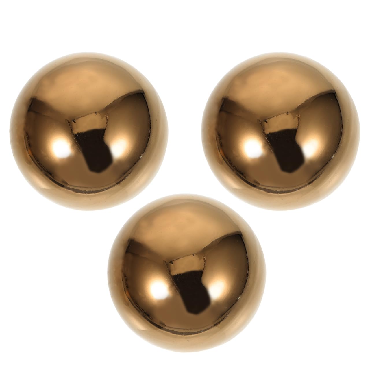 Housoutil Garden Balls Stainless Steel Hollow Ball Lawn Mirror Ball 76 mm Golden 3 Pieces Garden Lawn Yard Party Outdoor Decoration