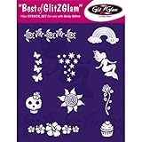 Kids Tattoo Stencil Set: Best of GlitZGlam - HYPOALLERGENIC and DERMATOLOGIST TESTED! -Temporary Tattoos Stencils Set for children & teenagers