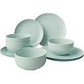 Yoshy 12-Piece Green Bone China Dinnerware with Lightweight Durable Chip Resistant Design Service for 4