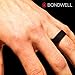 BONDWELL Silicone Wedding Ring for Men (Black) Safe, Durable Mens Rubber Wedding Band for Active Athletic Male Life, Military, Fitness, Work & Workout (Size 10)