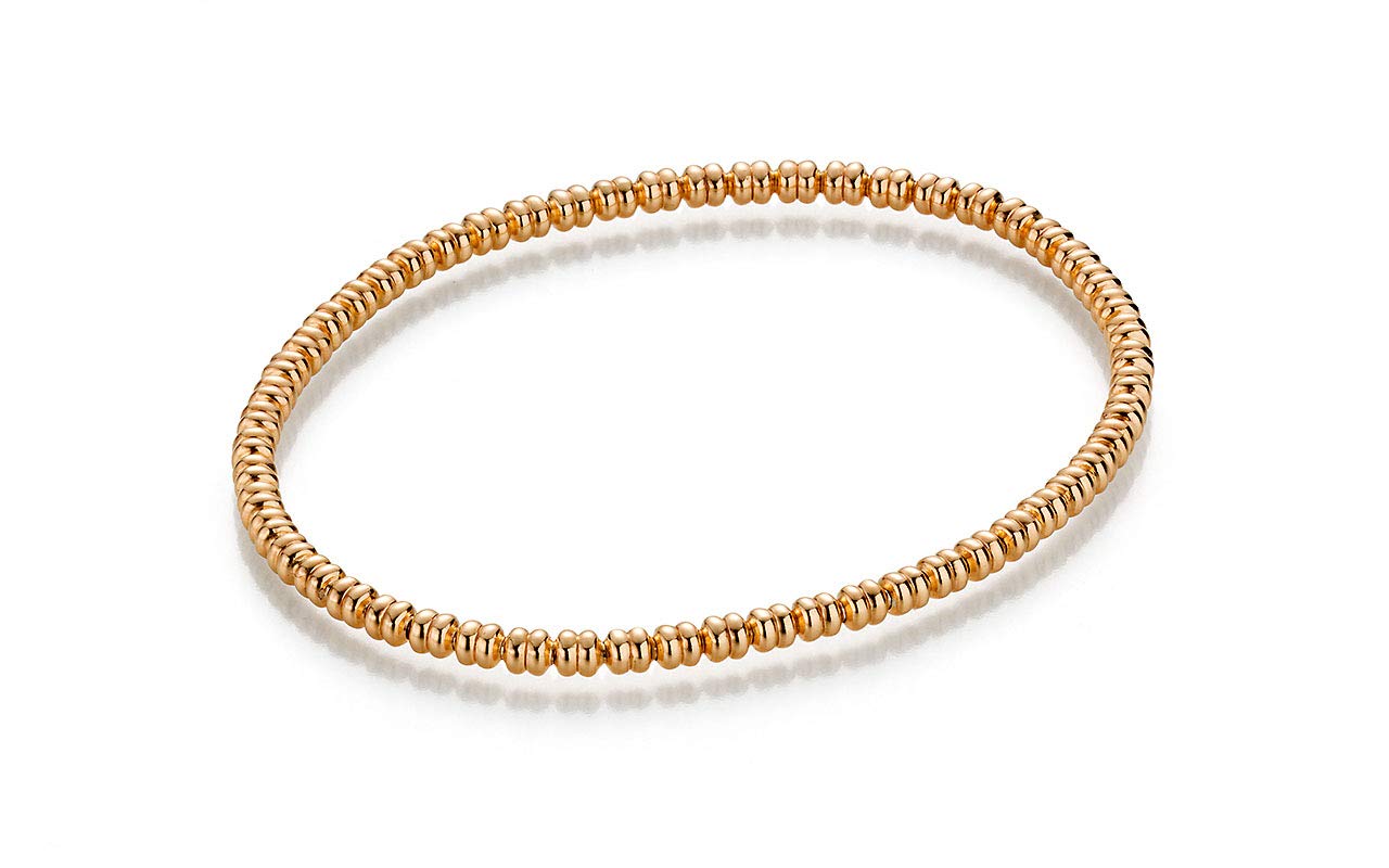 YoungDiamondFashion YDF Stretch Silver Bracelet Flexible 3 mm 925 Sterling Silver Rose Gold Plated Elastic Stretchy Bracelet 19 centimeters