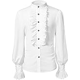Bbalizko Men Pirate Shirt Victorian Ruffle Medieval Renaissance Vampire Ruffled Steampunk Puffy Halloween Cosplay Shirts