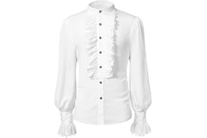 Bbalizko Men Pirate Shirt Victorian Ruffle Medieval Renaissance Vampire Ruffled Steampunk Puffy Halloween Cosplay Shirts