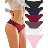 Knowyou Womens Underwear Cotton Cheeky Panties for Women Cute Stretch Bikini Breathable Panties for Ladies 6Pack