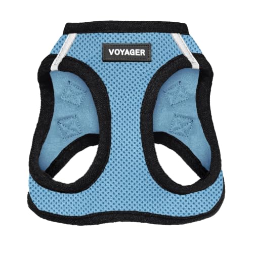 Best Pet Supplies Voyager Step-in luchtharnas voor alle weersomstandigheden, reflecterend, anti-trekharnas voor honden en katten, veilig met klittenbandsluiting en gesp, dubbele D-ringen, babyblauw